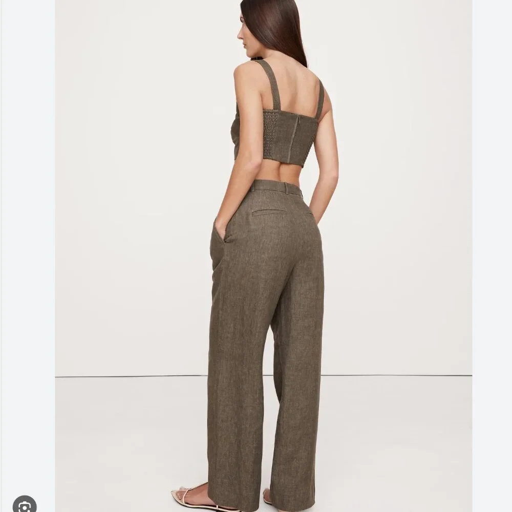 Banana Republic Soho High-Rise Wide-Leg Linen Pant Size 10P - Picture 2 of 10